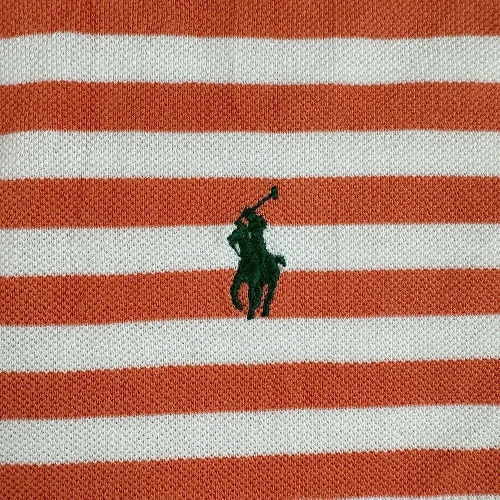 Polo Ralph Lauren Polo Shirt Mens 2XL Coral Striped Classic Short Sleeve Golf*